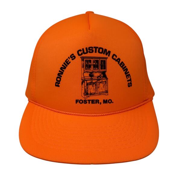 Ronnie's Custom Cabinets Poster Snapback 5 Panel Cap Orange One Size Adjustable - Picture 1 of 10